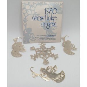 Vintage 1980 Golden Snowflake Angels By Lilikins & Lillian Vernon 1979 Snowflake